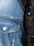 lace-sleeve denim jacket