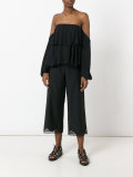 lace trim cropped trousers
