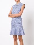striped ruched shirt dress