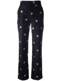 floral jacquard trousers