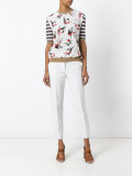 striped floral print top