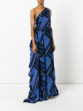 one shoulder printed gown 
