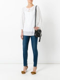 drawstring neck knitted blouse