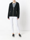 embossed logos zip up hoodie