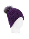ribbed fur pom pom beanie