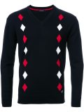 diamond print v neck jumper