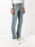 embroidered vintage effect slim straight jeans