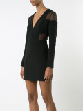 sheer detail fitted dress
