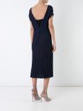 pleated rib v-neck dress