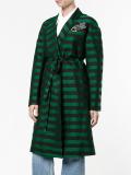 brooch embellished stripe coat