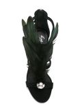 feather embellished sandals 