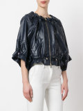 drawstring cropped leather jacket