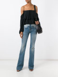 lace-up vintage effect flare jeans