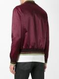 metallic striped trim bomber jacket