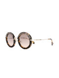 rhinestone embellished round sunglasses