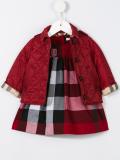 gathered front panel check dress