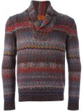 striped V-neck pullover