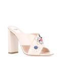 flower appliqué crossover sandals