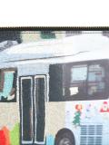 bus print zipped clutch