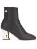 metallic heel ankle boots