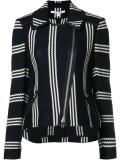 striped pattern biker jacket