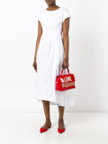 metallic logo fold-over tote