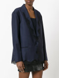 lace trim pinstriped blazer