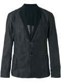 faille-trimmed denim blazer