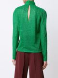 metallic tie collar blouse