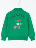 logo print zip cardigan