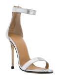 metallic ankle strap sandals
