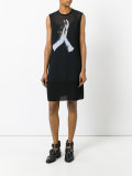 mesh overlay sleeveless dress