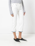 cropped jeans with contrast hem