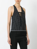 striped tied neck top 