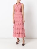scalloped ruffle shirt-dress