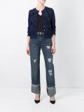 sequined floral applique cardigan