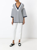 striped V-neck jumper