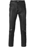 knee zip slim-fit trousers