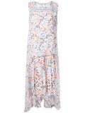 pleated trim printed dress