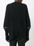 long cuff contrast stitch sweater