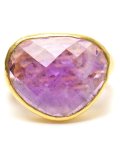 Hammered 22k gold and amethyst ring