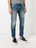 patchwork detail tapered jeans