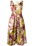 leaf print midi dress