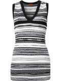 striped V-neck tank