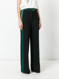 satin-trim wide-leg pants