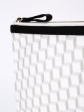 geometric print zipped clutch