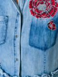 embroidered flower denim dress