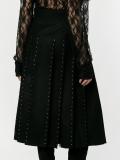 Crystal Embellished Pleated Virgin Wool Skirt