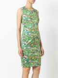 Transport print fitted dress