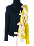 two tone bow embellished jumper